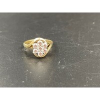 Ladies 9ct Yellow Gold Cubic Zirconia Flower Design Ring Fine Jewellery