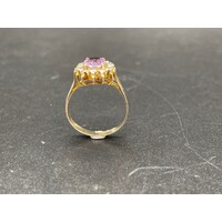 Ladies 9ct Yellow Gold Purple Gemstone Ring (Pre-Owned)