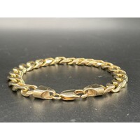 Mens 9ct Solid Yellow Gold Curb Link Bracelet Luxury Fine Jewellery