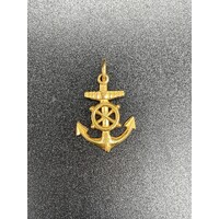 Unisex 21ct Yellow Gold Anchor Pendant (Pre-Owned)