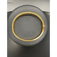 Ladies 14ct Yellow Gold Diamond Oval Bangle (Pre-Owned)