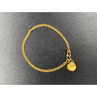 Ladies/Child 22ct Yellow Gold Tight Curb Link Bracelet (Pre-Owned)