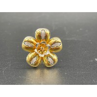 Ladies 18ct Yellow Gold Flower Design Ring (Pre-Owned)