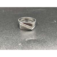 Mens Stainless Steel Silver Cubic Zirconia Ring (Pre-Owned)