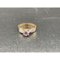 Ladies 9ct Yellow Gold Purple Gemstone Ring (Pre-Owned)