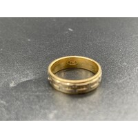 Unisex 18ct Two Tone Yellow White Gold Ring (Pre-Owned)