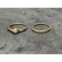 Ladies 9ct Yellow Gold Diamond Ring Set (Pre-Owned)