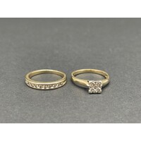 Ladies 9ct Yellow Gold Diamond Ring Set (Pre-Owned)