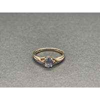 Ladies 9ct Yellow Gold Blue Stone Ring (Pre-Owned)