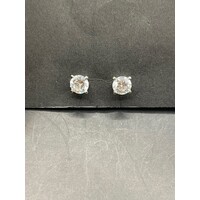 Ladies 18ct White Gold CZ Stud Earrings