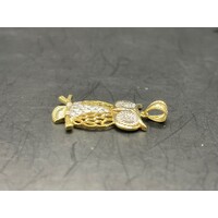 Ladies 9ct Yellow Gold Owl Animal Pendant