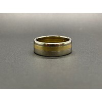 Mens 18ct Two Tone White & Yellow Gold Band Ring