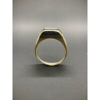 Men's 9ct Yellow Gold Black Gemstone Ring