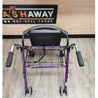 Unbranded Purple Rollator Walker with Seat and Basket Foldable Adjustable