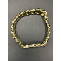 Mens 9ct Yellow Gold Diamond Cut/ Sanblast Curb Link Bracelet