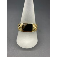 Mens 9ct Yellow Gold Diamond Ring