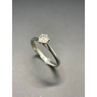 Ladies 14ct White Gold Solitaire Diamond Ring