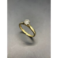 Ladies 18ct Yellow Gold Brillant Cut Solitaire Diamond Ring