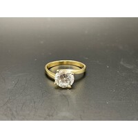 Ladies 14ct Yellow Gold Solitaire Cubic Zirconia Ring