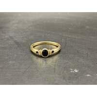 Ladies 9ct Yellow Gold Dark Blue Gemstone Ring