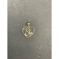 Unisex 9ct Yellow Gold Heart Shape No.18 Pendant