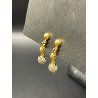 Ladies 21ct Yellow Gold Dangle Earrings