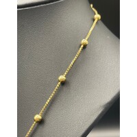 Ladies 18ct Yellow Gold Cable Chain and Station Bead Necklace