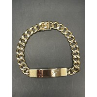 Unisex 14ct Yellow Gold Curb Link ID Bracelet