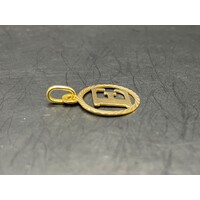 Unisex 18ct Yellow Gold Letter E Pendant