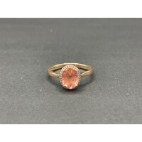 Ladies 10ct Rose Gold Morganite and Diamond Ring