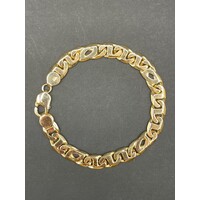 Mens 9ct Yellow Gold Anchor and Birdseye Link Bracelet