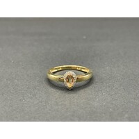 Ladies 9ct Yellow Gold Morganite and Diamond Ring