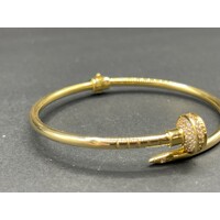 Ladies 18ct Yellow Gold Oval Hinged Bangle