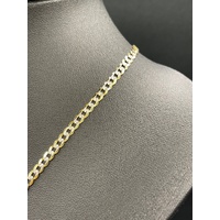 Unisex 9ct Two Tone Gold Curb Link Necklace with Cross Pendant