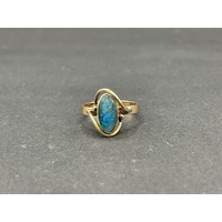 Ladies 9ct Yellow Gold Opal Gemstone Ring