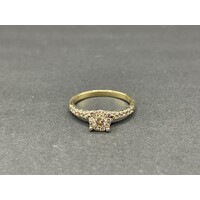 Ladies 9ct Yellow Gold Diamond Cluster Ring