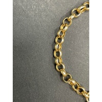 Ladies 9ct Yellow Gold Belcher Link Heart Clasp Bracelet