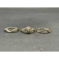 Ladies 9ct Yellow Gold 3 Rings Diamond Ring Set