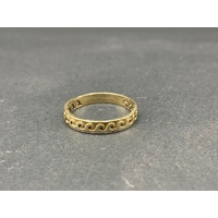 Unisex 9ct Yellow Gold Wave Pattern Band Ring