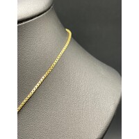 Ladies 18ct Yellow Gold Box Link Necklace & Heart Pendant