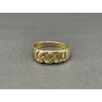 Ladies 9ct Yellow Gold Curb Link Pattern Diamond Ring