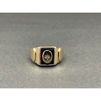 Men's 9ct Yellow Gold Black Onyx and Diamond Ring