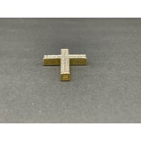 Unisex 18ct Yellow Gold Diamond Cluster Cross Pendant