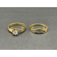 Ladies 18ct Yellow Gold Diamond Ring Set