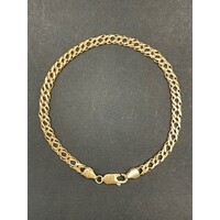 Unisex 9ct Yellow Gold Double Curb Link Bracelet