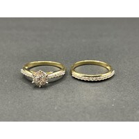 Ladies 9ct Yellow Gold Diamond Ring Set