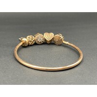 Ladies Rose Gold Plated Round Charm Bangle