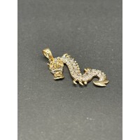 Unisex 9ct Two Tone Gold Dragon Pendant