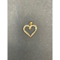 Ladies 9ct Yellow Gold Diamond Heart Pendant