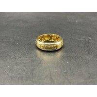 Ladies 18ct Yellow Gold Stamp Pattern Band Ring